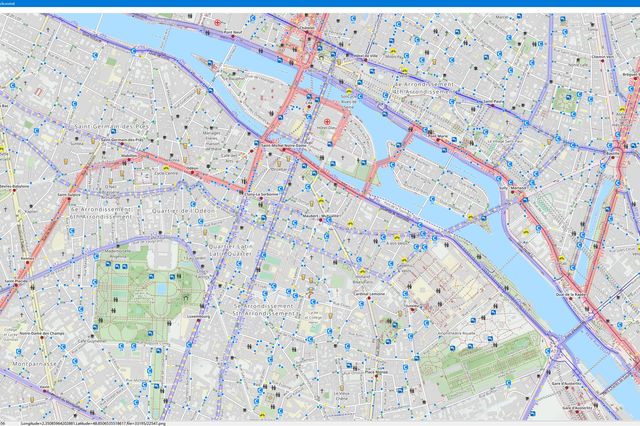 OpenstreetMap Downloader map viewer showing a downloaded street map