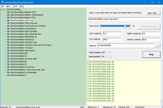 OpenstreetMap Downloader screenshot